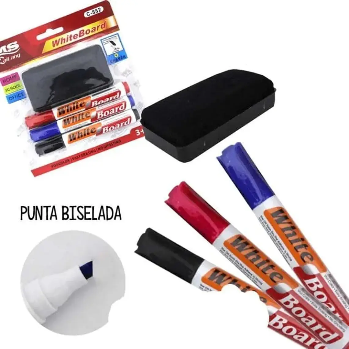 SET DE MARCADORES PARA PIZARRÓN CON BORRADOR MOD# C-882 3