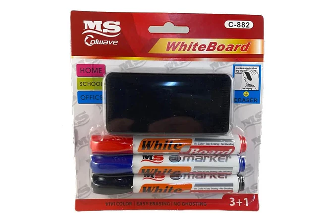 SET DE MARCADORES PARA PIZARRÓN CON BORRADOR MOD# C-882