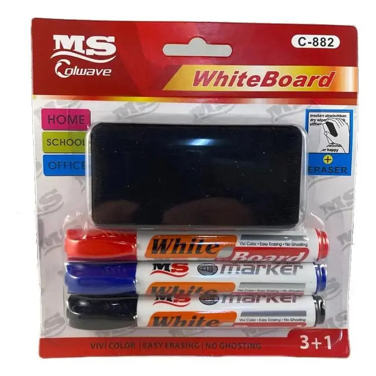 SET DE MARCADORES PARA PIZARRÓN CON BORRADOR MOD# C-882 4
