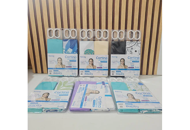 DUO DE CORTINAS PARA BAÑO 180CM X 180CM COLORES AL AZAR MOD# KCB04