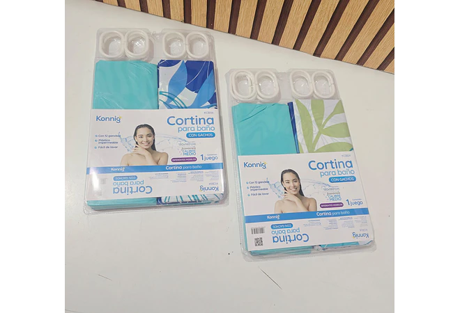 DUO DE CORTINAS PARA BAÑO 180CM X 180CM COLORES AL AZAR MOD# KCB04