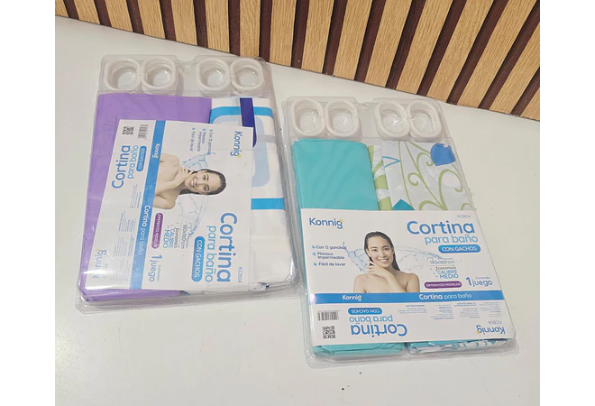 DUO DE CORTINAS PARA BAÑO 180CM X 180CM COLORES AL AZAR MOD# KCB04