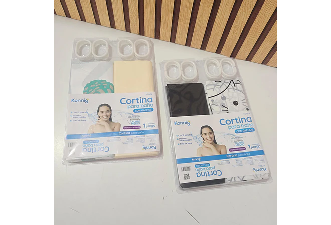 DUO DE CORTINAS PARA BAÑO 180CM X 180CM COLORES AL AZAR MOD# KCB04