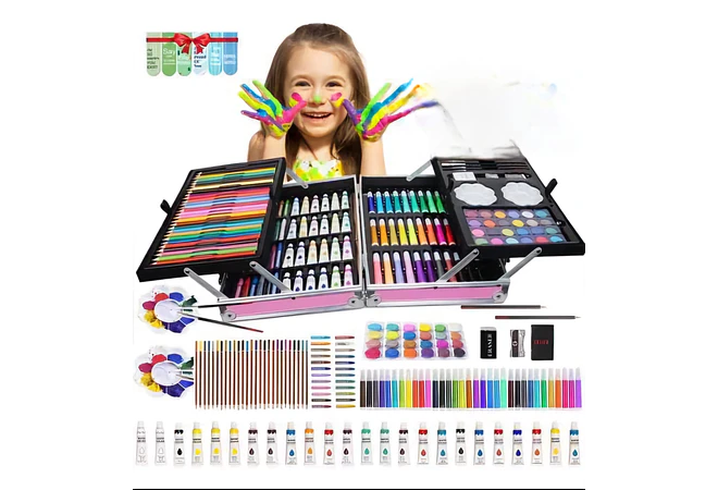  ESTUCHE CON KIT DE DIBUJO PROFESIONAL DE PINTURAS MOD# PL145 