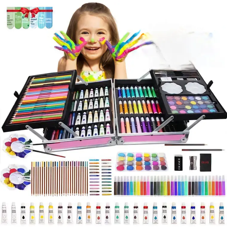  ESTUCHE CON KIT DE DIBUJO PROFESIONAL DE PINTURAS MOD# PL145  1