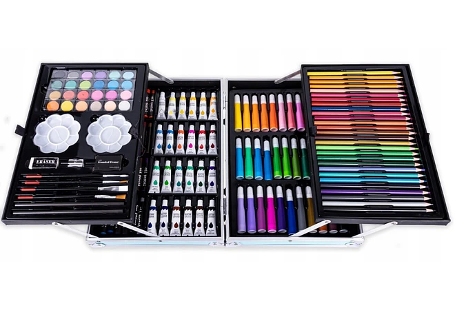  ESTUCHE CON KIT DE DIBUJO PROFESIONAL DE PINTURAS MOD# PL145 