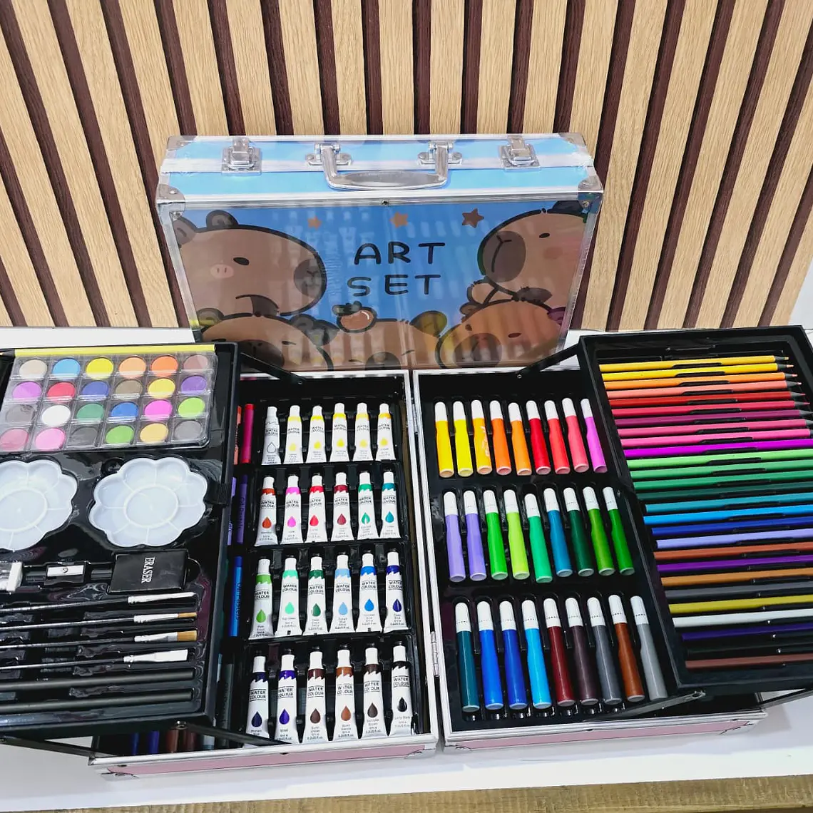 🫟🎨ESTUCHE CON KIT DE DIBUJO PROFESIONAL DE PINTURAS(CAPIBARA O STITCH) MOD# PL145🧩 2