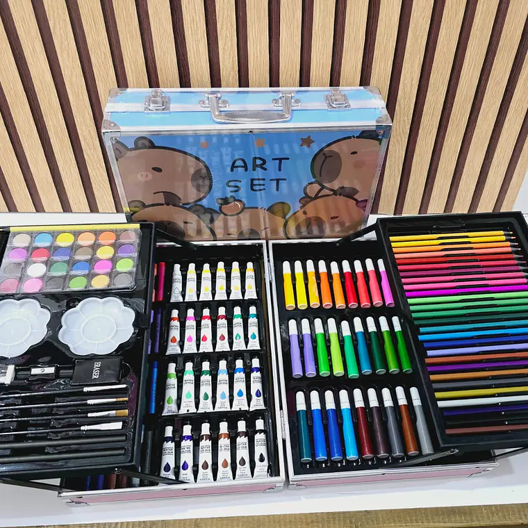 🫟🎨ESTUCHE CON KIT DE DIBUJO PROFESIONAL DE PINTURAS(CAPIBARA O STITCH) MOD# PL145🧩 2