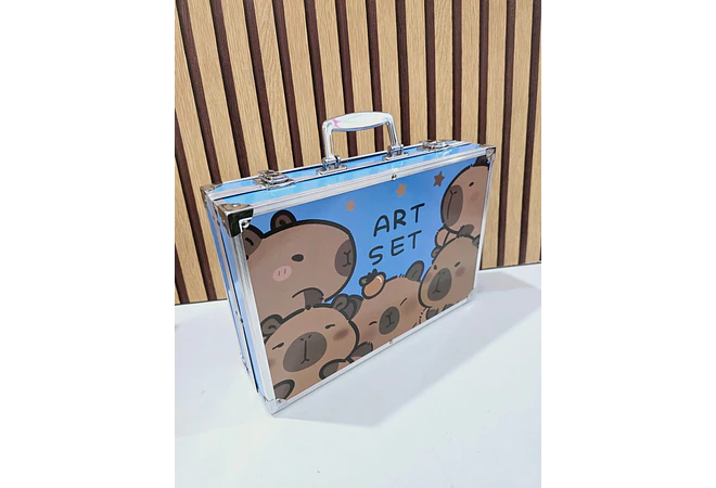 🫟🎨ESTUCHE CON KIT DE DIBUJO PROFESIONAL DE PINTURAS(CAPIBARA O STITCH) MOD# PL145🧩