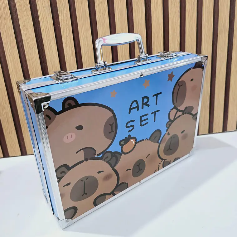 🫟🎨ESTUCHE CON KIT DE DIBUJO PROFESIONAL DE PINTURAS(CAPIBARA O STITCH) MOD# PL145🧩 3