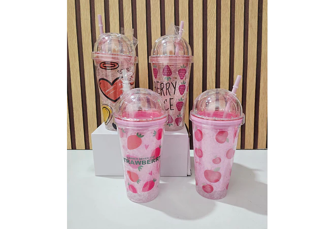 VASO DE HIDROGEL DISEÑO FRESA DE ML MOD#🍓