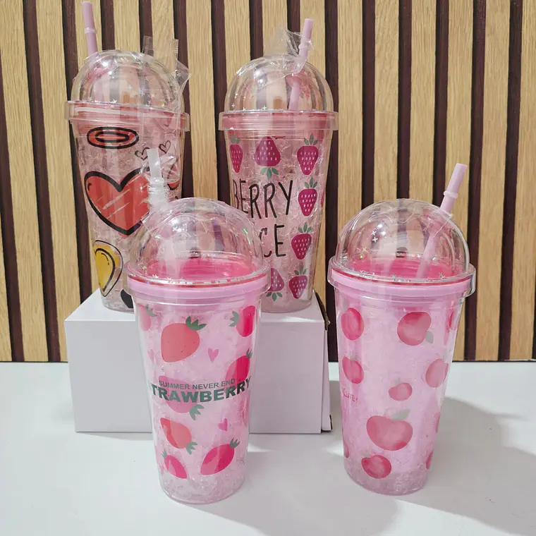 VASO DE HIDROGEL DISEÑO FRESA DE ML MOD#🍓 8