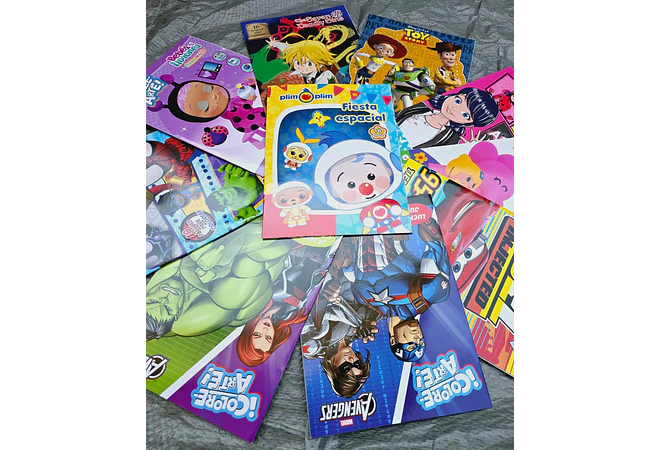 PAQ DE 3 LIBROS PARA COLOREAR VARIOS PERSONAJES DE NIÑA Y NIÑO(AL AZAR)🖍️