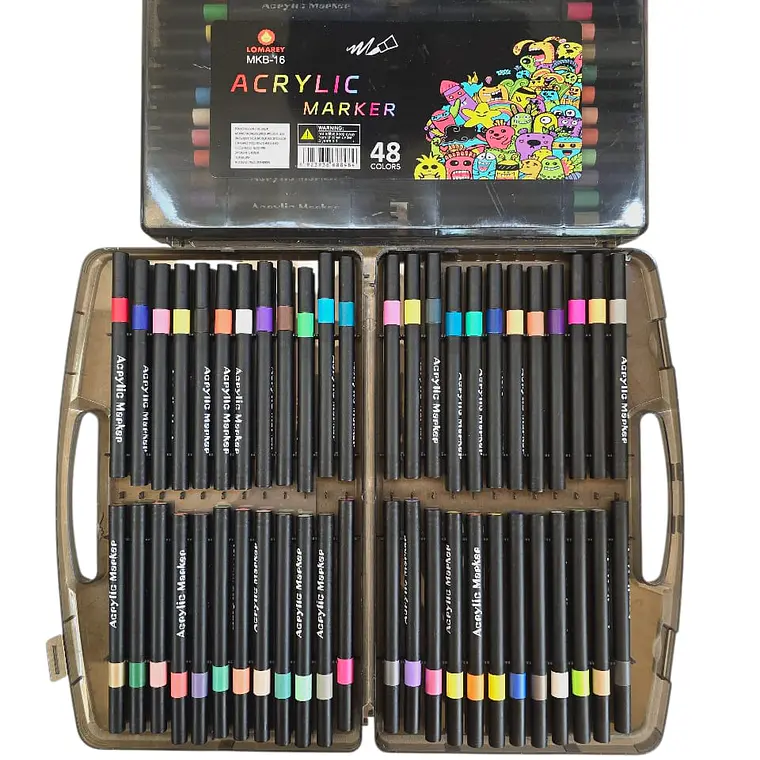 ESTUCHE CON PLUMONES ACRYLIC MARKER DE 12, 36 Y 48 PZ MOD# MKB-13, 15 Y 16 🎨🫟 3