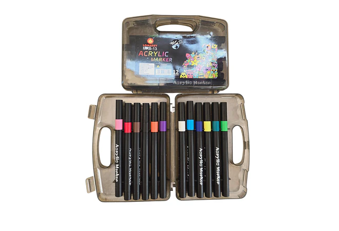 ESTUCHE CON PLUMONES ACRYLIC MARKER DE 12, 36 Y 48 PZ MOD# MKB-13, 15 Y 16 🎨🫟