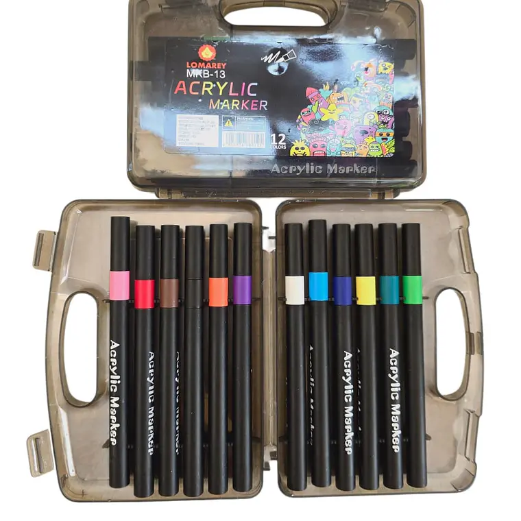 ESTUCHE CON PLUMONES ACRYLIC MARKER DE 12, 36 Y 48 PZ MOD# MKB-13, 15 Y 16 🎨🫟 4