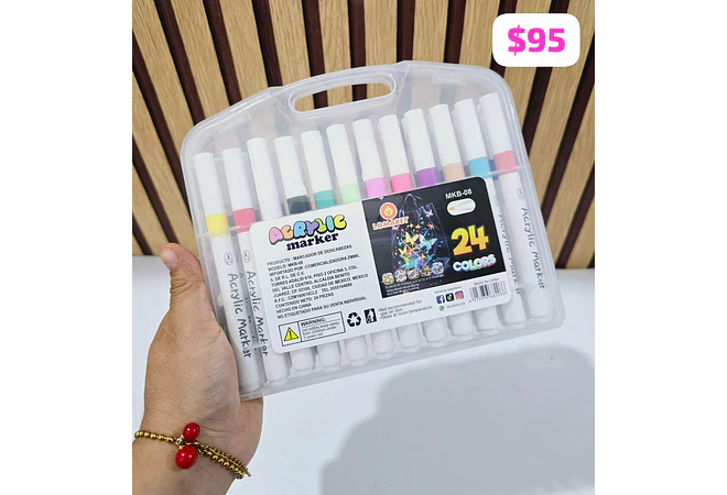 ESTUCHE CON PLUMONES ACRÍLICOS VARIOS MODELOS Y PIEZAS #MKB-07, 09, 08, 10 🍄