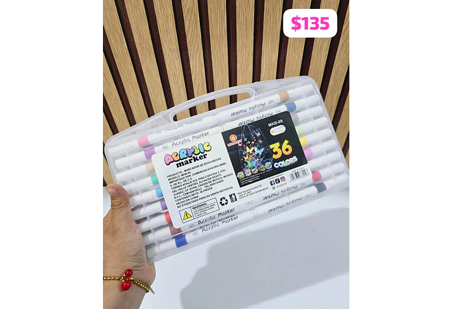 ESTUCHE CON PLUMONES ACRÍLICOS VARIOS MODELOS Y PIEZAS #MKB-07, 09, 08, 10 🍄