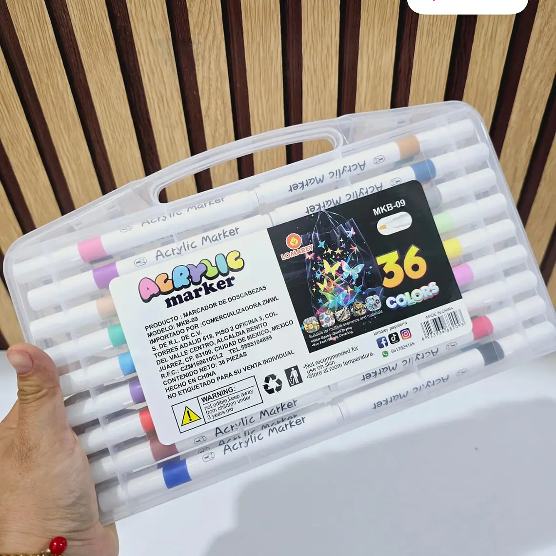 ESTUCHE CON PLUMONES ACRÍLICOS VARIOS MODELOS Y PIEZAS #MKB-07, 09, 08, 10 🍄 2