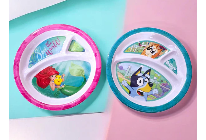 PLATO MELAMINA CON 3 DIVISORES PERSONAJES MOD# ADP-1