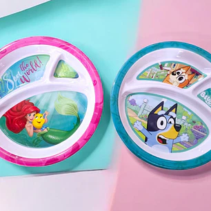 PLATO MELAMINA CON 3 DIVISORES PERSONAJES MOD# ADP-1