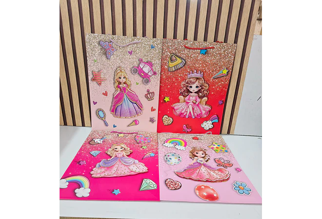 BOLSA PARA REGALO GRANDE DISEÑO PRINCESA COLORES AL AZAR MOD# NALD-0013C