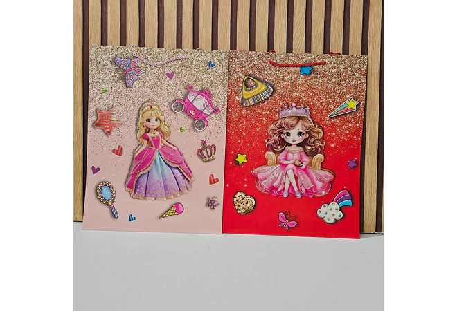 BOLSA PARA REGALO GRANDE DISEÑO PRINCESA COLORES AL AZAR MOD# NALD-0013C