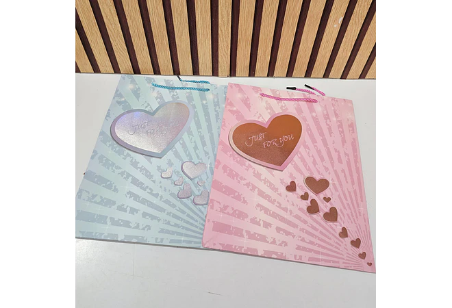 BOLSA MEDIANA PARA REGALO CORAZÓN JUST FOR YOU MOD# lSlD-0015B  🎁