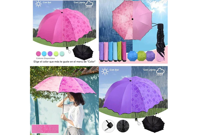 SOMBRILLA MÁGICA DE BOLSILLO COLORES LISOS