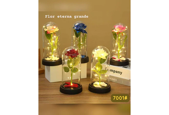 CUPULA DE PLÁSTICO/ROSA ETERNA CON LUZ LED MOD# 7001 🌹
