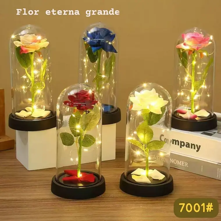 CUPULA DE PLÁSTICO/ROSA ETERNA CON LUZ LED MOD# 7001 🌹 1