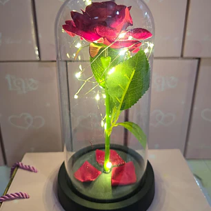 CUPULA DE PLÁSTICO/ROSA ETERNA CON LUZ LED MOD# 7001 🌹