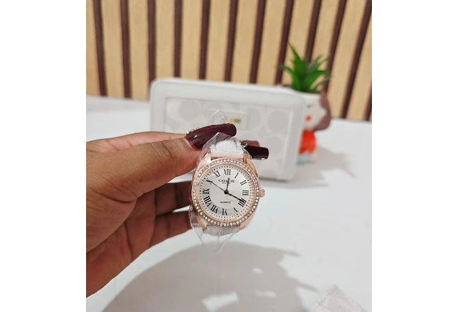 SET DE CARTERA + TARJETERO + RELOJ PARA DAMA IMITACIÓN COACH MOD# COS-1513  🌻🌷
