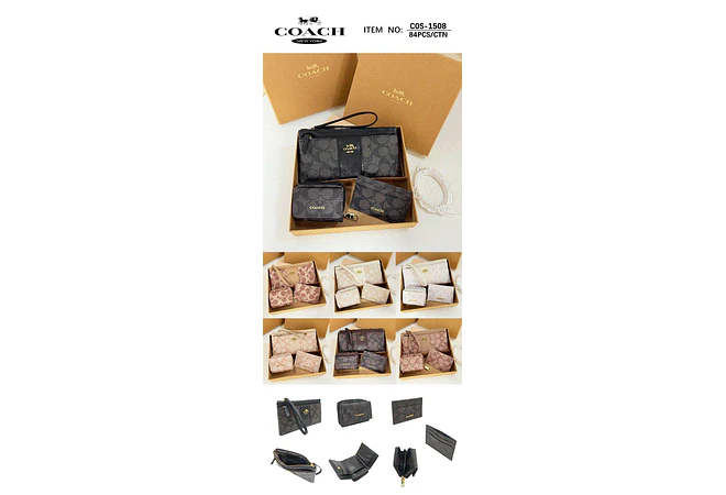 SET DE MONEDERO + TARJETERO + CARTERITA IMITACIÓN COACH MOD# COS-1508