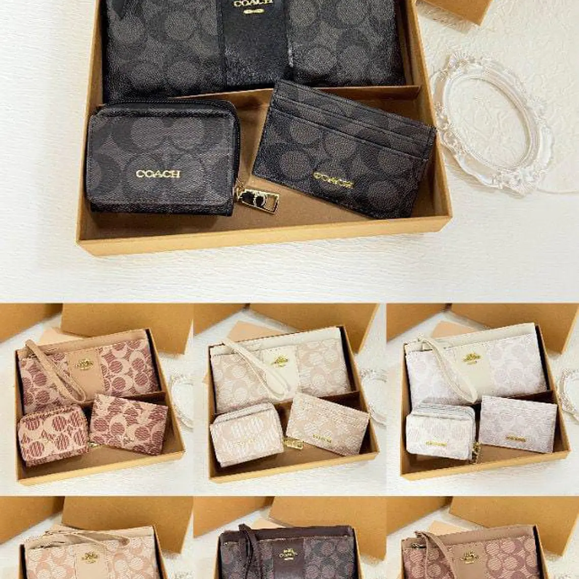 SET DE MONEDERO + TARJETERO + CARTERITA IMITACIÓN COACH MOD# COS-1508 1
