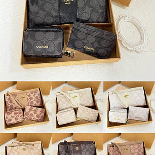 SET DE MONEDERO + TARJETERO + CARTERITA IMITACIÓN COACH MOD# COS-1508