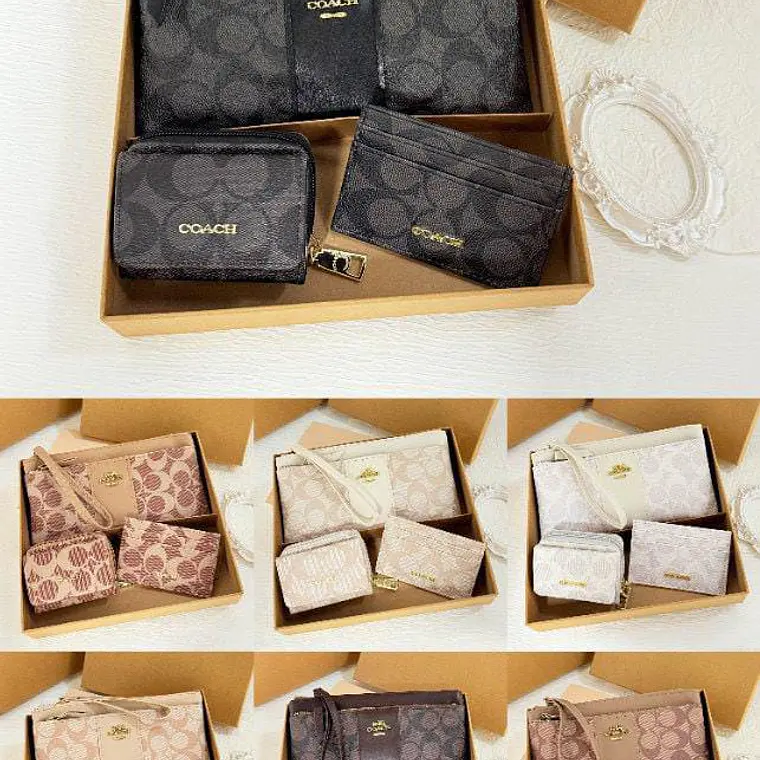 SET DE MONEDERO + TARJETERO + CARTERITA IMITACIÓN COACH MOD# COS-1508 1