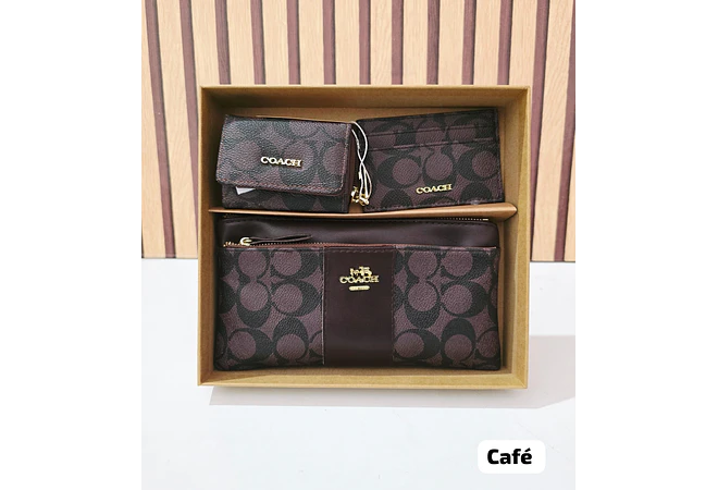 SET DE MONEDERO + TARJETERO + CARTERITA IMITACIÓN COACH MOD# COS-1508