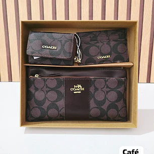 SET DE MONEDERO + TARJETERO + CARTERITA IMITACIÓN COACH MOD# COS-1508