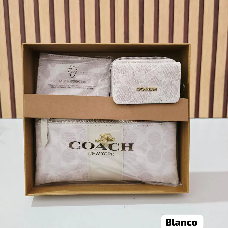 SET DE MONEDERO + TARJETERO + CARTERITA IMITACIÓN COACH MOD# COS-1508 4