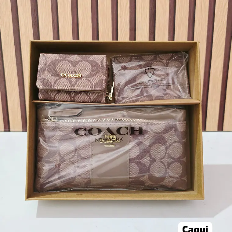 SET DE MONEDERO + TARJETERO + CARTERITA IMITACIÓN COACH MOD# COS-1508 5