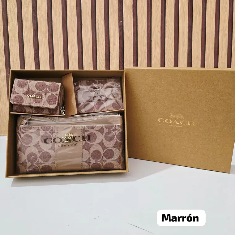 SET DE MONEDERO + TARJETERO + CARTERITA IMITACIÓN COACH MOD# COS-1508 8