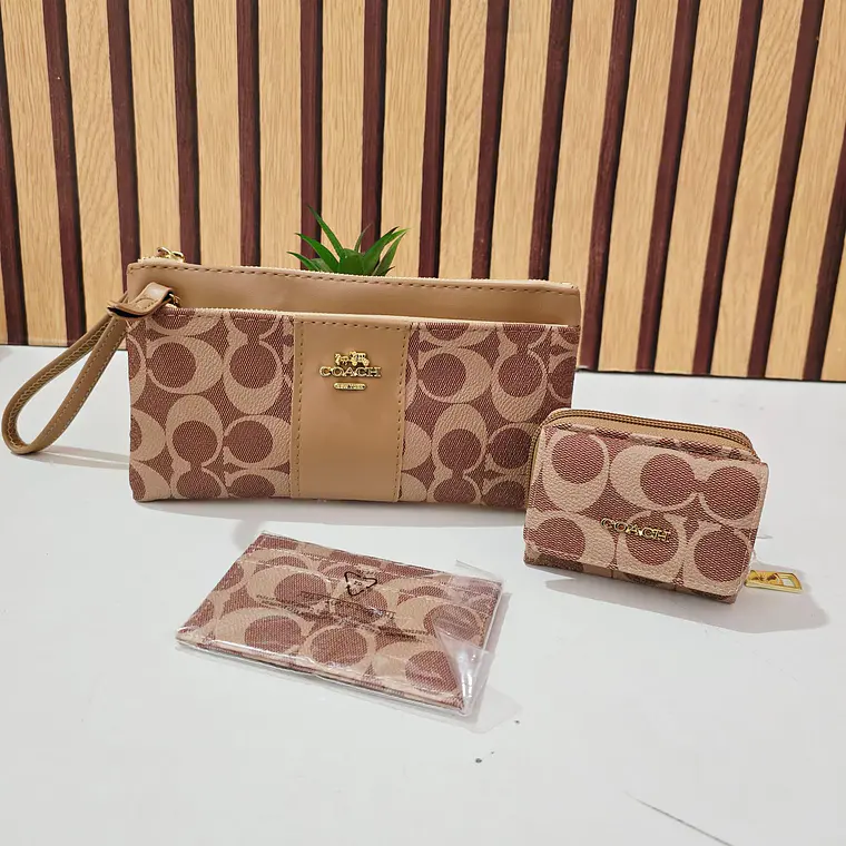SET DE MONEDERO + TARJETERO + CARTERITA IMITACIÓN COACH MOD# COS-1508 12