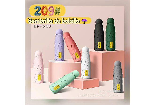 SO﻿MBRILLA DE BOLSILLO OVALADITA MOD# 209  ☂️