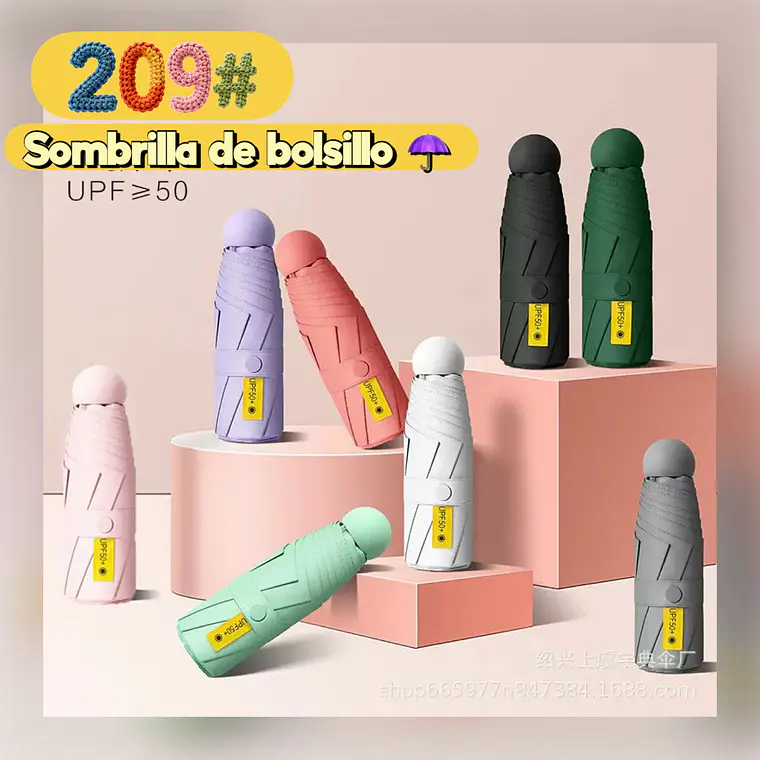 SO﻿MBRILLA DE BOLSILLO OVALADITA MOD# 209  ☂️ 1