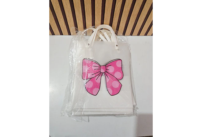 DOCENA DE BOLSITAS TRANSPARENTE MOÑO O FLORES PARA REGALO 🌷🎁