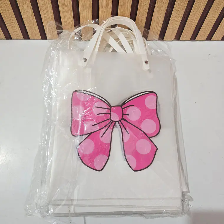 DOCENA DE BOLSITAS TRANSPARENTE MOÑO O FLORES PARA REGALO 🌷🎁 2