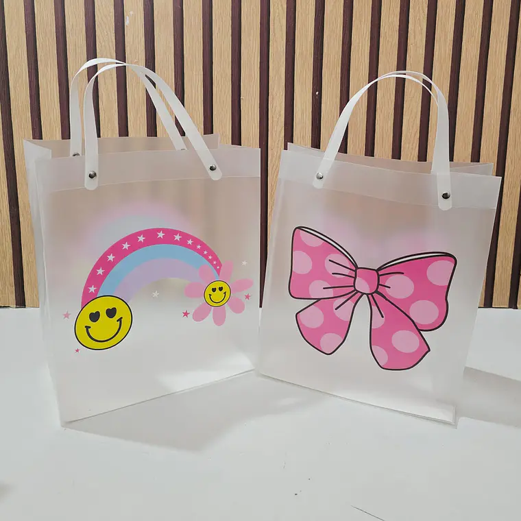DOCENA DE BOLSITAS TRANSPARENTE MOÑO O FLORES PARA REGALO 🌷🎁 3