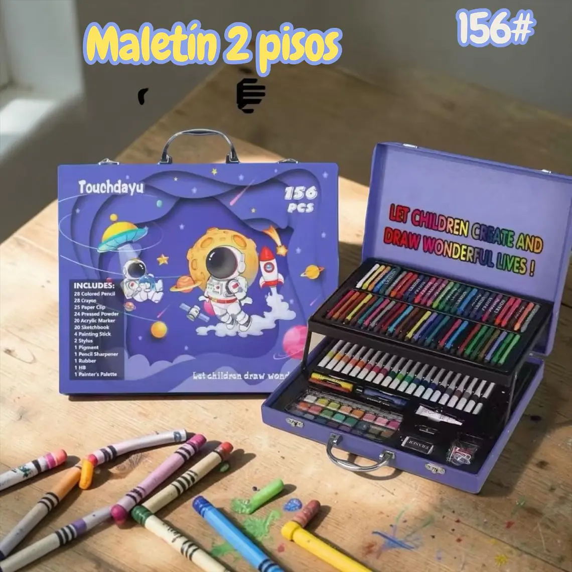 🧮 MALETIN SET DE  ARTES 156PCS /2 PISOS🫟 8