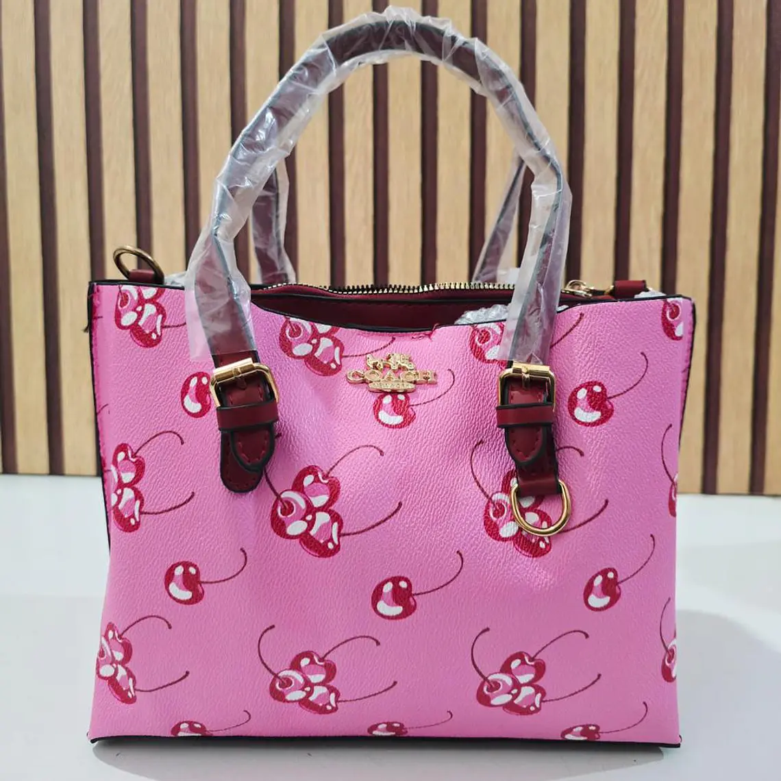 🍓🍒🌸 BOLSA DE MANO COACH TEMÁTICA FLORES / FRUTAS (INCLUYE COLGANTE) MOD #C666  🌸🍒🍓- COPIAR 2